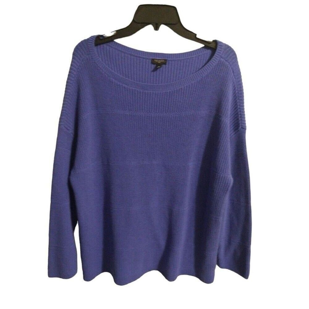 Talbots plus Long Sleeve sweater 2x Blue Boho Cozy Loganlook